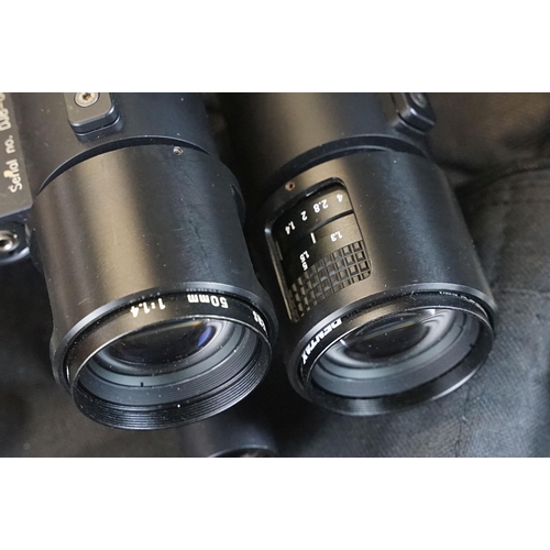 408 - Swarovski EL 10 x 42 6.3 binoculars and accessories together with Pentax Generation 2S TV lens binoc... 