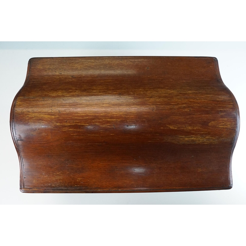 410 - Mahogany serpentine top box with brass hinged lid, H 22cm, W 40cm, D 28cm