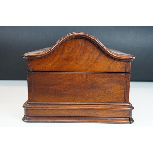 410 - Mahogany serpentine top box with brass hinged lid, H 22cm, W 40cm, D 28cm