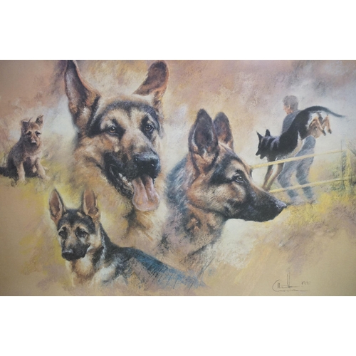 461 - After Mick Cawston (British, 1959 - 2006), alsatians, limited edition colour print, signed in pencil... 