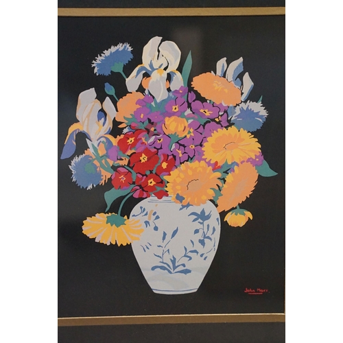 462 - John Edmund Mace (1889 - 1952), an early 20th century silkscreen print depicting a pot of flowers, s... 