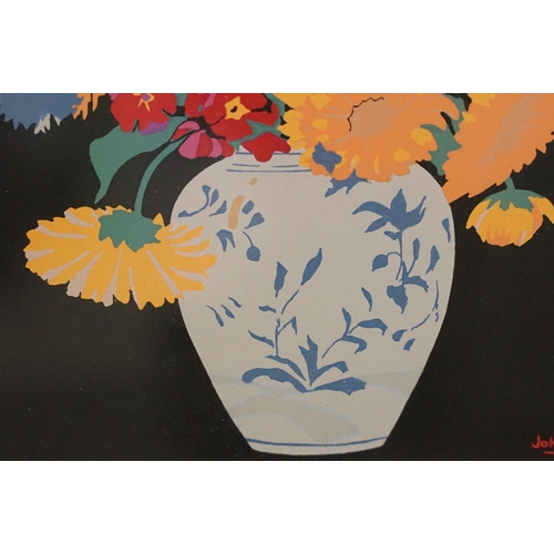 462 - John Edmund Mace (1889 - 1952), an early 20th century silkscreen print depicting a pot of flowers, s... 