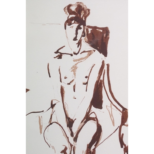 471 - Pieter / Cecilia Vanderbeek, portrait of a seated nude female, mixed media, signed & numbered, biogr... 