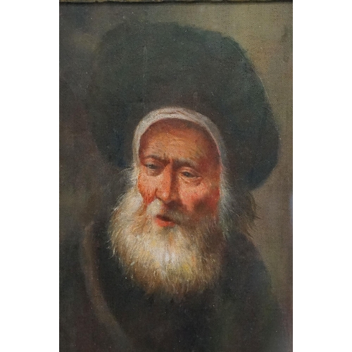 476 - Classical portrait of an elderly bearded man, oil painting, 27 x 18.5cm, gilt framed and glazed