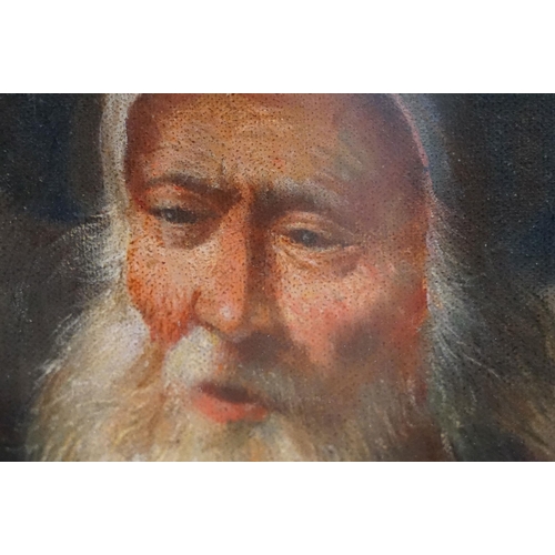 476 - Classical portrait of an elderly bearded man, oil painting, 27 x 18.5cm, gilt framed and glazed