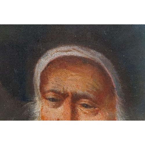 476 - Classical portrait of an elderly bearded man, oil painting, 27 x 18.5cm, gilt framed and glazed