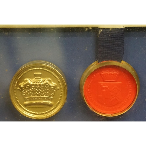 480 - From the Reign of George V, dated 1922, manuscript with pendant wax seals and heraldic seal cases re... 