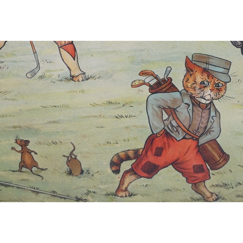 483 - Louis Wain (British, 1860 - 1939), 19th / early 20th century original cartoon of cats playing golf, ... 