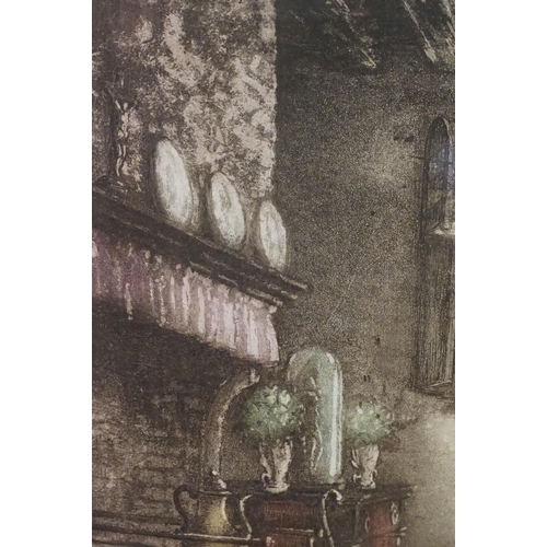 485 - After Albert Geudens (Belgian, 1869 - 1949), interior scene, coloured etching, signed in pencil lowe... 