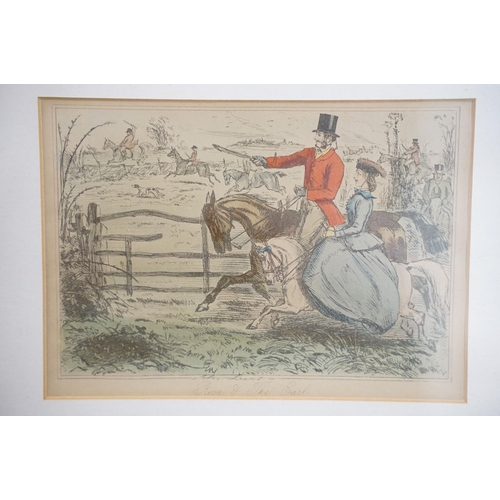 491 - After John Leech (British, 1817 - 1864), set of four hunting scenes, Rosa & The Earl, Billy is intro... 