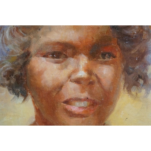 493 - Portrait of an indigenous Aboriginal woman, oil on board, 24.5 x 16cm, framed and glazed