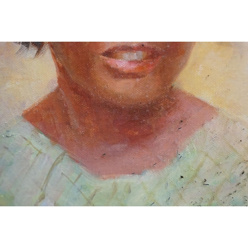 493 - Portrait of an indigenous Aboriginal woman, oil on board, 24.5 x 16cm, framed and glazed