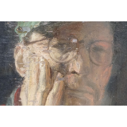 495 - George Weissport (1928 - 2013), self portrait, oil on board, 32.5 x 22cm, framed and glazed