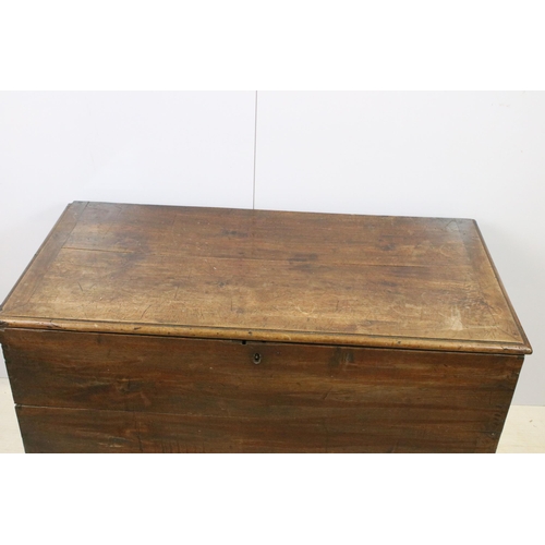 561 - Large mahogany antique coffer chest trunk blanket box with two short drawers and swan neck handles, ... 