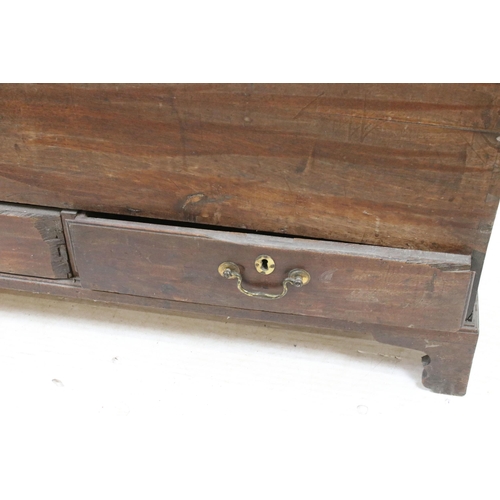 561 - Large mahogany antique coffer chest trunk blanket box with two short drawers and swan neck handles, ... 