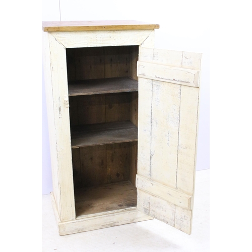 563 - Vintage rustic painted pine store cupboard