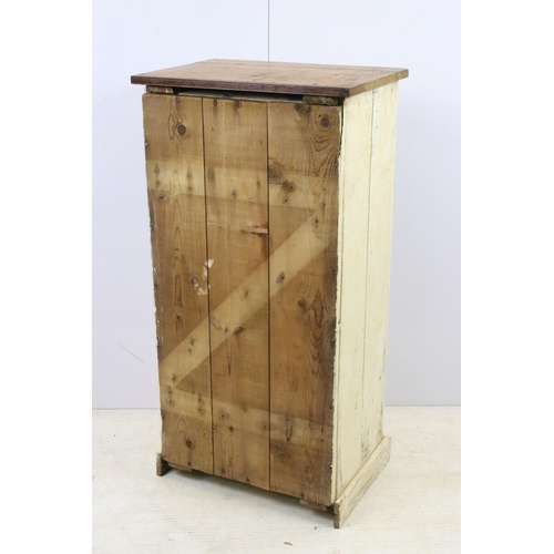 563 - Vintage rustic painted pine store cupboard