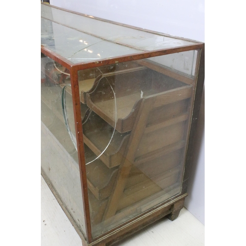 566 - Mid 20th century glass haberdashery framed display cabinet with twenty four drawers, H 91cm, W 183cm... 