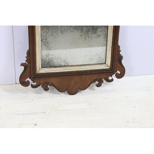 572 - Fret cut carved mirror with original distressed mirror plate, H 78cm, W 45cm