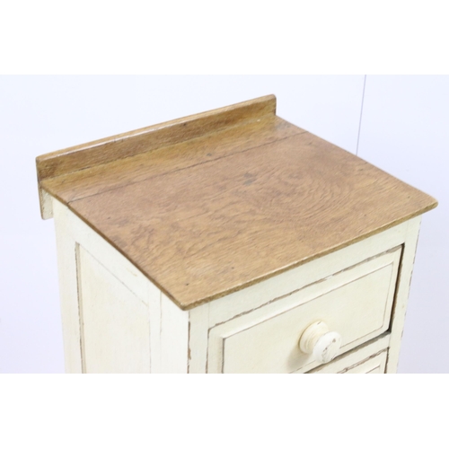 584 - Vintage part painted pair of four drawer bedside chests