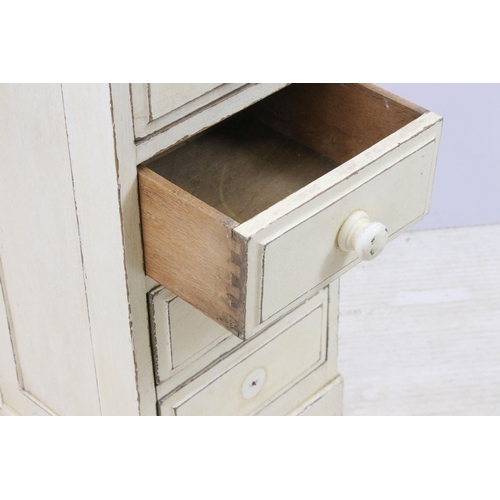 584 - Vintage part painted pair of four drawer bedside chests