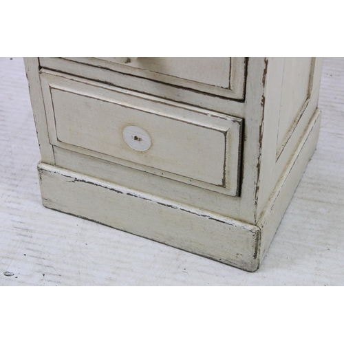 584 - Vintage part painted pair of four drawer bedside chests