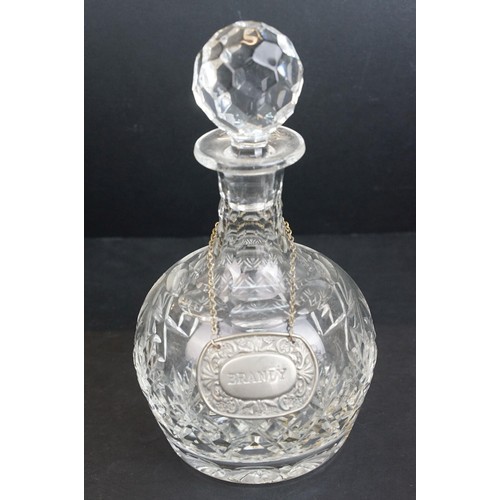 24 - Selection of decanters to include a ships decanter by Glas Von Marion, square cut example, glass fun... 