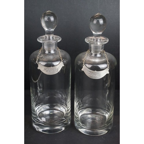 24 - Selection of decanters to include a ships decanter by Glas Von Marion, square cut example, glass fun... 