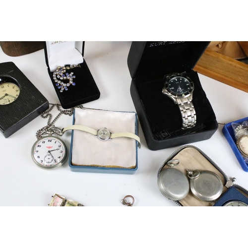 287 - Collection of costume and silver jewellery and watches to include Kurt Zeiss watch boxed, Smiths Emp... 