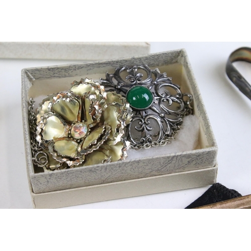 300 - Collection of costume jewellery to include silver and marcasite swan brooch, silver Viking boat broo... 