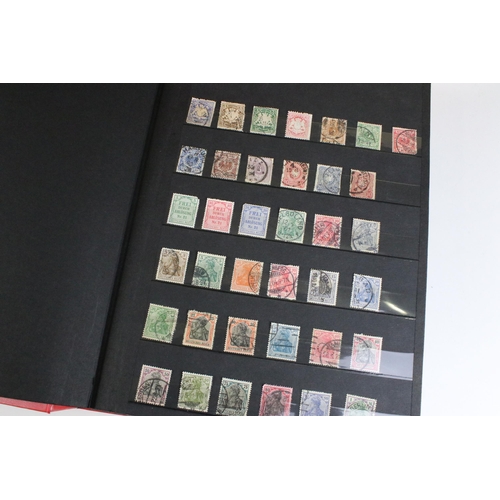 375 - Collection of stamps presented across 14 albums to include mostly 20th Century world franked stamps,... 