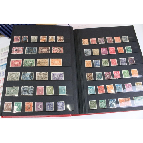 375 - Collection of stamps presented across 14 albums to include mostly 20th Century world franked stamps,... 