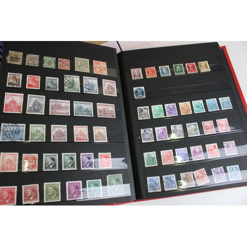 375 - Collection of stamps presented across 14 albums to include mostly 20th Century world franked stamps,... 