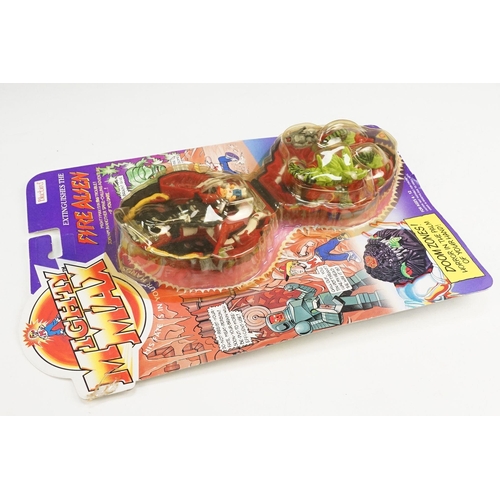 258 - Carded Bluebird Mighty Max Extinguishes the Fire Alien play set, unopened, some discolouring to bubb... 