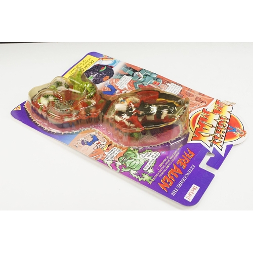 258 - Carded Bluebird Mighty Max Extinguishes the Fire Alien play set, unopened, some discolouring to bubb... 
