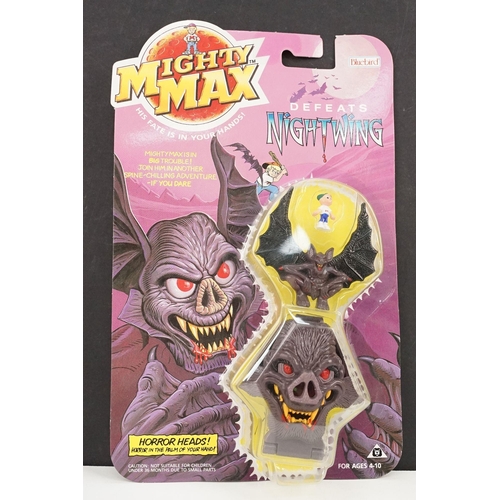 259 - Four carded Bluebird Mighty Max play sets to include Defeats Nightwing, Out-freaks Freaks (card bend... 