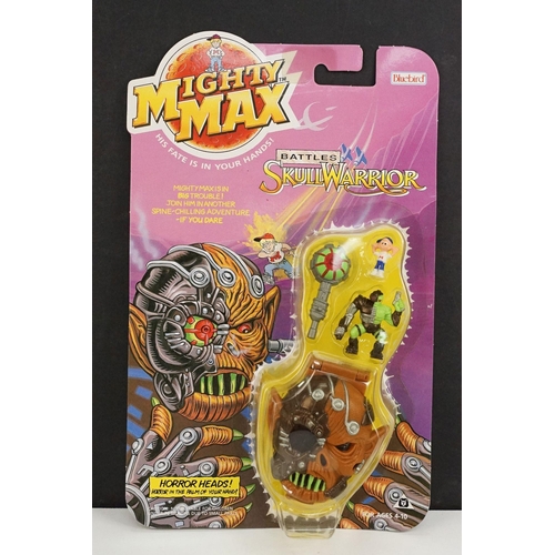 259 - Four carded Bluebird Mighty Max play sets to include Defeats Nightwing, Out-freaks Freaks (card bend... 