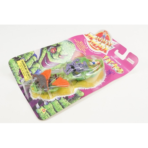 259 - Four carded Bluebird Mighty Max play sets to include Defeats Nightwing, Out-freaks Freaks (card bend... 