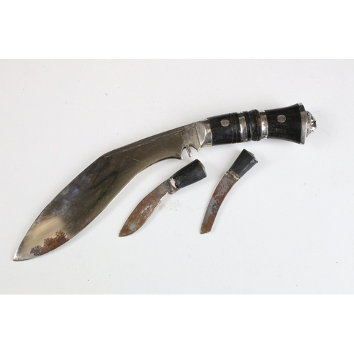 339 - Small kukri knife within leather sheath together with a small Japanese dagger in sheath. Longest mea... 