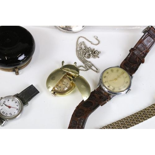 344 - Collection of late 20th Century assorted pocket watches and a small selection of wrist watches inclu... 