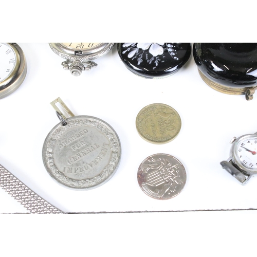 344 - Collection of late 20th Century assorted pocket watches and a small selection of wrist watches inclu... 