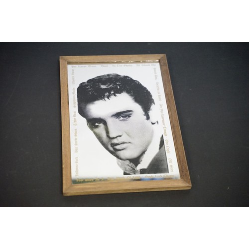 356 - Collection of Elvis Presley related collectables to include a selection of pin badges, three LP's an... 