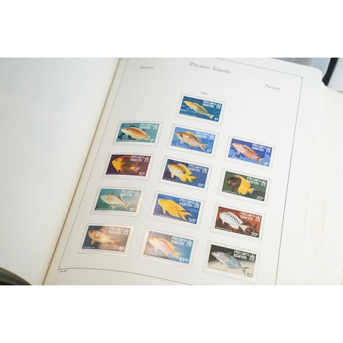 364 - Collection of British commonwealth stamps across four albums which appear mostly complete, countries... 