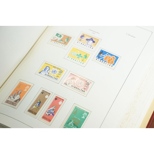 364 - Collection of British commonwealth stamps across four albums which appear mostly complete, countries... 