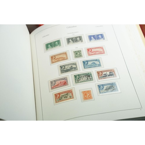 364 - Collection of British commonwealth stamps across four albums which appear mostly complete, countries... 