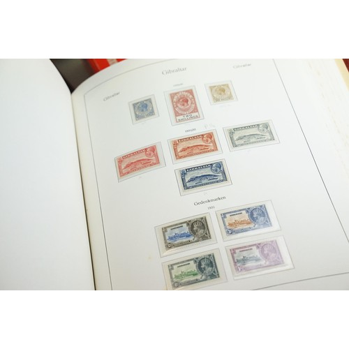 364 - Collection of British commonwealth stamps across four albums which appear mostly complete, countries... 