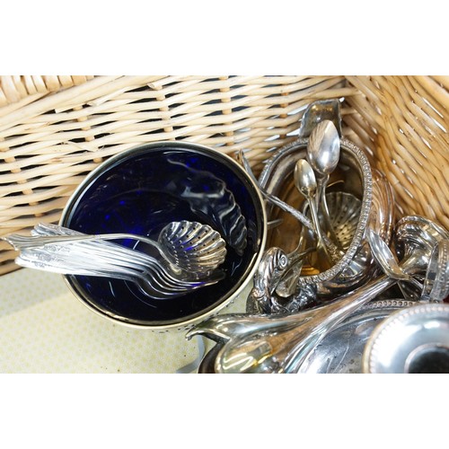 429 - Collection of assorted silver plate to include selection of flatware, chamber stick, sugar sifter, g... 