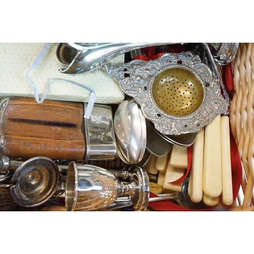 429 - Collection of assorted silver plate to include selection of flatware, chamber stick, sugar sifter, g... 