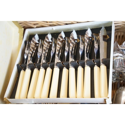 429 - Collection of assorted silver plate to include selection of flatware, chamber stick, sugar sifter, g... 