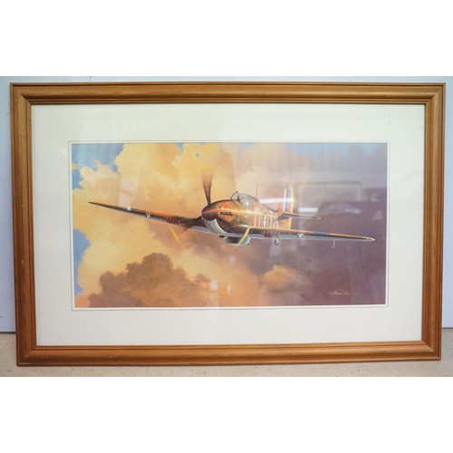 466 - Collection of aviation related prints to include a series of unframed RAF plane prints including a s... 